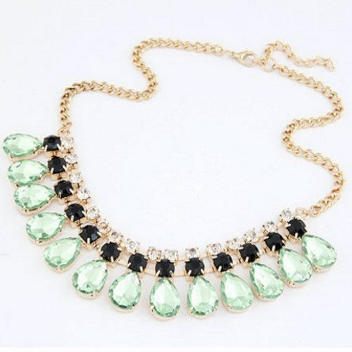 Fashion Imitated Gemstone Jewelry Drop Maxi Collar Statement Necklaces Pendants Choker Collier